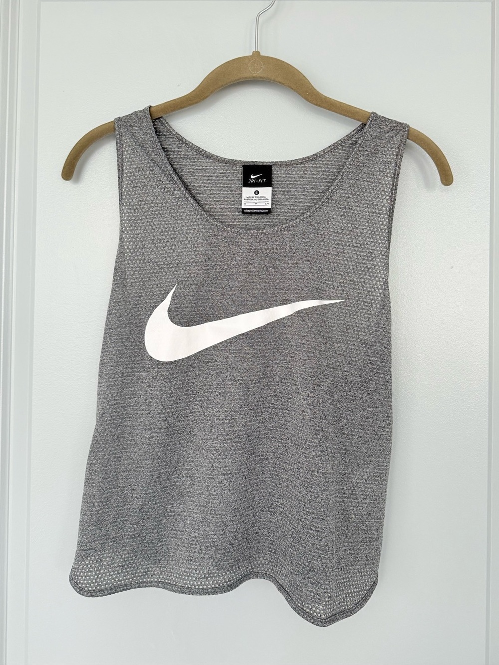 Nike Grey Dri-FIT Mesh Tank with White Swoosh